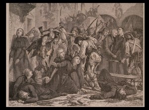 Prästmassakern i september 1792, graverad av Charles Maurand