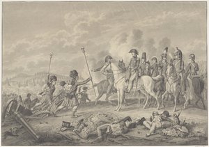 Duke of Wellington tar emot två standarder med örnar fångade från fransmännen under slaget vid Waterloo, 1815 av Haatje Pieters Oosterhuis