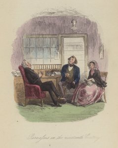 Illustration för Lewis Arundel eller The Railroad of Life av Frank E Smedley (färgad gravyr) av after Hablot Knight Browne