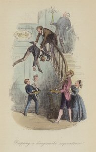 Illustration för Lewis Arundel eller The Railroad of Life av Frank E Smedley (färgad gravyr) av after Hablot Knight Browne