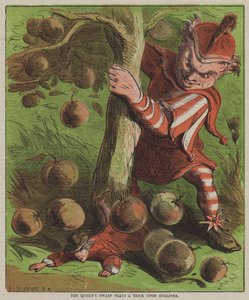Drottningens dvärg spelar Gulliver ett spratt (färg litho)