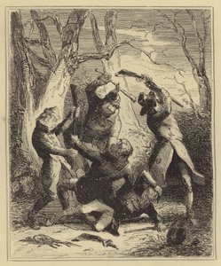 En strid mellan tjuvskyttar och viltskötare av Hablot Knight Browne
