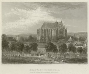 Beauvais katedral, med kyrkan St Etienne i fjärran av Hablot Knight Browne