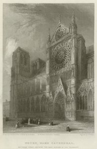 Notre Dame-katedralen, södra fronten, visar transeptets rosenfönster av Hablot Knight Browne