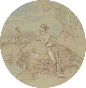 En av arton mönster för en serie plattor som illustrerar Venus och Adonis av Hablot Knight Browne