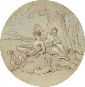 En av arton mönster för en serie plattor som illustrerar Venus och Adonis av Hablot Knight Browne