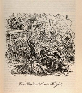 "The Riots at their Height", ur "Barnaby Rudge" av Charles Dickens (1812-70) av Hablot Knight Browne