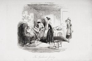 Familjen Smallweed, illustration från "Bleak House" av Charles Dickens (1812-70), publicerad 1853. av Hablot Knight Browne