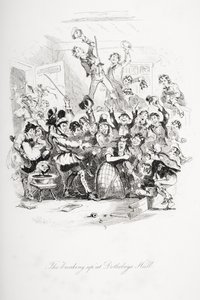 "Uppbrytningen" i Dotheboys Hall, illustration från "Nicholas Nickleby" av Charles Dickens (1812-70) publicerad 1839 av Hablot Knight Browne