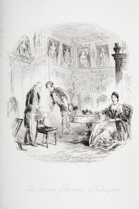 Den gamle mannen med namnet Tulkinghorn, illustration från "Bleak House" av Charles Dickens (1812-70), publicerad 1853. av Hablot Knight Browne