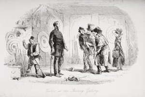 Besökare på Shooting Gallery, illustration från 