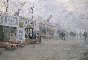 Cherry Blossom Festival, ca 1903 (akvarell på benvitt papper) av Hachir Nakagawa