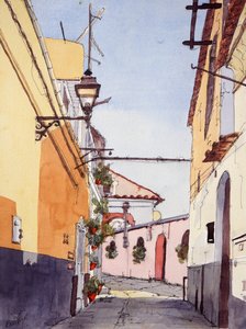 Sidogata, Positano, Italien, ca 2024 (akvarell  tusch)