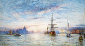 Solnedgång över den venetianska lagunen (wc på papper) av Hale Sanders