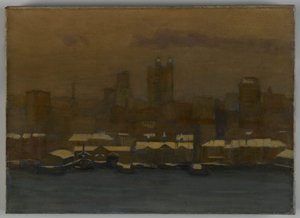 River Front, New York i vinter, ca 1912 av Hamilton Easter Field