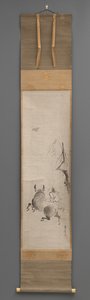Bull and Rider, tidigt 1600-tal och slutet av 1800-talet (Hängande rulle: bläck på papper) av Hanabusa Itcho