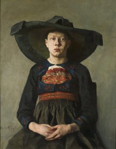 En ung bayersk bondflicka - En bayersk bondflicka, av Pauli (Hirsch-Pauli), Hanna (1864-1940). Olja på duk