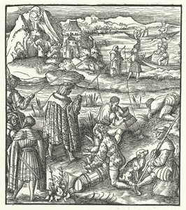 Ärkehertig Maximilian av Österrike fiskar (gravyr) av Hans (after) Burgkmair