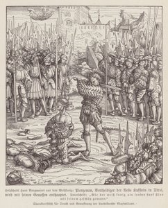 Avrättning av väktaren i Kufstein, Tyrolen (träsnitt) av Hans (after) Burgkmair