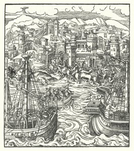 Fredrik III, helig romersk kejsare, anländer till Rom med sin brud, Eleanor av Portugal av Hans (after) Burgkmair