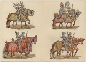 Riddare till häst (färg litho) av Hans (after) Burgkmair