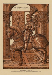 Maximilian I, tysk-romersk kejsare (träsnitt) av Hans (after) Burgkmair