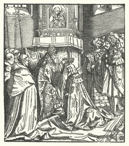Påven Nicholas V kröner Fredrik III av den helige romerska kejsaren i Rom