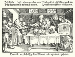 Välgöraren (gravyr) av Hans (after) Burgkmair