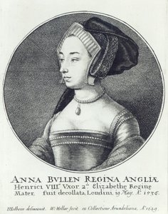 Anne Boleyn, etsat av Wenceslaus Hollar av Hans (after) Holbein the Younger