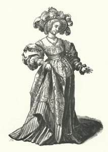 Dräkt av en kvinna från Basel (gravyr) av Hans (after) Holbein the Younger