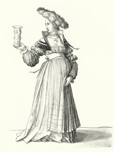 Dräkt av en kvinna från Basel (gravyr) av Hans (after) Holbein the Younger