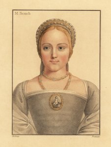 Mary Zouch, kvinna i väntan på Jane Seymour., 1812 (gravyr) av Hans (after) Holbein the Younger