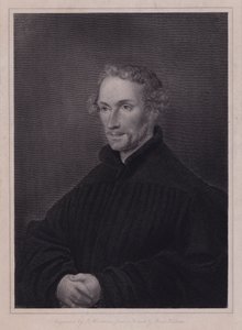 Philipp Melanchthon, tysk protestantisk reformator och kollaboratör med Martin Luther (gravyr) av Hans (after) Holbein the Younger