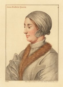 Drottning Anne Boleyn, andra hustru till kung Henrik VIII av Hans (after) Holbein the Younger