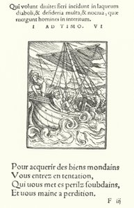 Sjömannen i en storm (gravyr) av Hans (after) Holbein the Younger