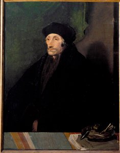 Porträtt av Erasmus av Rotterdam, holländsk humanist av Hans (attr. to) Holbein the Younger