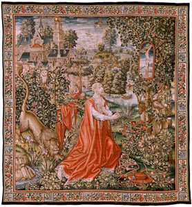 flamländsk gobeläng. St Penitent Jerome, eller St. John