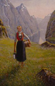 Dairymaid (olja på duk) av Hans Andreas Dahl