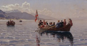 Bröllopsprocession i Sognefjord (olja på duk)