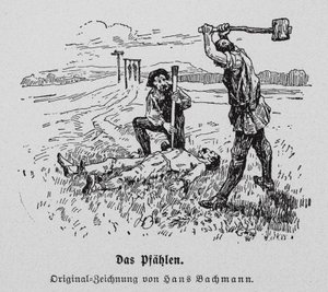 Avrättning genom impalement (gravyr) av Hans Bachmann