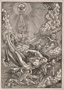 Kristus bärs till himlen av änglar av Hans Baldung
