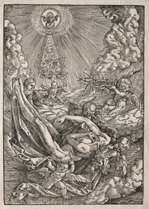 Kristus bärs till himlen av änglar, ca. 1515-1517. av Hans Baldung