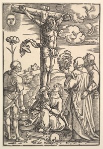 Kristus på korset med jungfrun och de heliga Longinus, Maria Magdalena och Johannes, 1505. av Hans Baldung