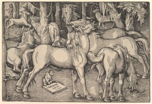 Grupp med sju hästar, 1534. av Hans Baldung