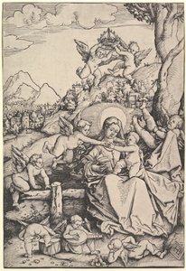 Jungfrun och barnet med åtta änglar i ett landskap, 1511. av Hans Baldung