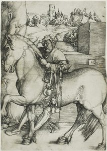 En brudgum som tyglar en häst av Hans Baldung Grien