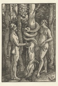 Adam och Eva med ormen Frestelse av Hans Baldung Grien