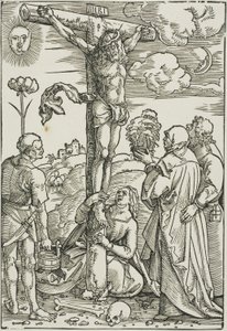 Kristus på korset med Maria, Johannes, Magdalena och Stefanus av Hans Baldung Grien