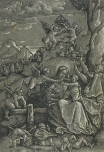 Madonna med barn och änglar i ett landskap av Hans Baldung Grien