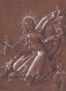 Jungfrun läser, omgiven av änglar och spädbarnet Kristus av Hans Baldung Grien